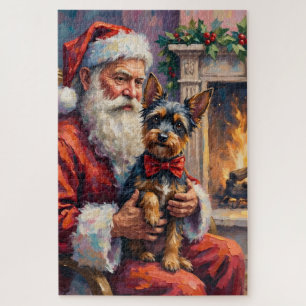 Weihnachtsmann hält Affenpinscher Weihnachtskunst Puzzle