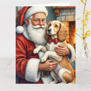 Weihnachtsmann hält Afghan Hound zu Weihnachten Karte