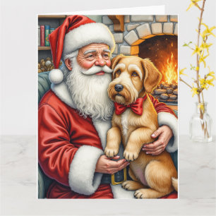 Weihnachtsmann hält Airedale-Weihnachtskunst Karte