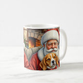 Weihnachtsmann hält Beagle-Weihnachtskunst Kaffeetasse (VorderseiteRechts)