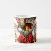 Weihnachtsmann hält Beagle-Weihnachtskunst Kaffeetasse (Mittel)