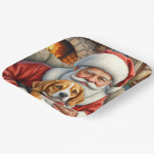 Weihnachtsmann hält Beagle-Weihnachtskunst Pappteller (Gewinkelt)