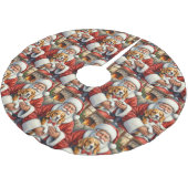 Weihnachtsmann hält Beagle-Weihnachtskunst Polyester Weihnachtsbaumdecke (Schrägansicht)