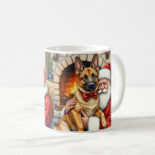 Weihnachtsmann hält belgische Malinois-Weihnachtsk Kaffeetasse (VorderseiteRechts)