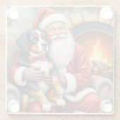 Weihnachtsmann hält Berner Sennenhund Weihnachten Glasuntersetzer (Rückseite)