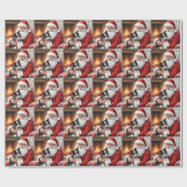 Weihnachtsmann hält Border Collie - Weihnachtskuns Geschenkpapier (Flach)