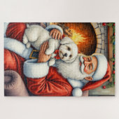 Weihnachtsmann hält Coton de Tulear Weihnachtskuns Puzzle (Horizontal)