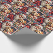 Weihnachtsmann hält Labrador-Weihnachtskunst Geschenkpapier (Ecke)