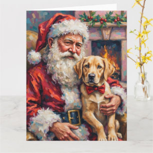 Weihnachtsmann hält Labrador-Weihnachtskunst Karte