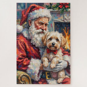 Weihnachtsmann hält maltesische Weihnachtskunst Puzzle