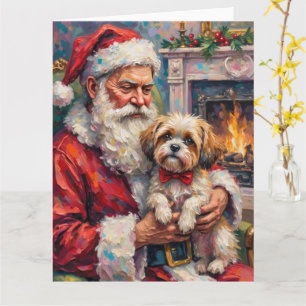 Weihnachtsmann hält Malti Tzu Christmas Kunst Karte