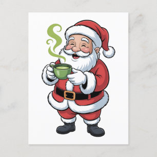 Weihnachtsmann hält Matcha-Getränk Weihnachten