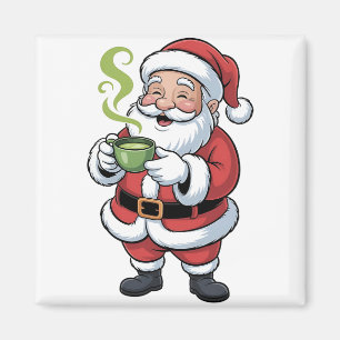 Weihnachtsmann hält Matcha-Getränk Weihnachten Magnet