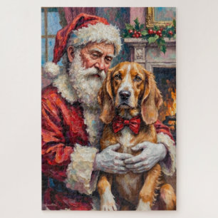 Weihnachtsmann hält Silken Windhound Christmas Kun Puzzle