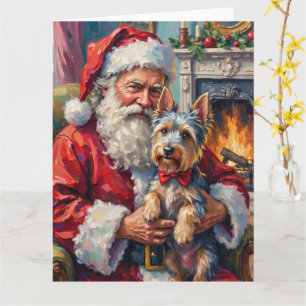 Weihnachtsmann hält Skye Terrier Weihnachtskunst Karte