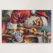 Weihnachtsmann hält Thai Ridgeback Weihnachtskunst Puzzle (Horizontal)