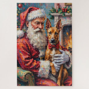 Weihnachtsmann hält Thai Ridgeback Weihnachtskunst Puzzle