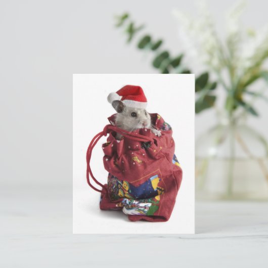 Weihnachtsmann-Hamster Feiertagspostkarte (Stehend Vorderseite)