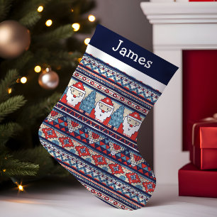 Weihnachtsmann hässlicher Weihnachtspullover Monog Kleiner Weihnachtsstrumpf