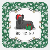 Weihnachtsmann Hat Skye Terrier (schwarz) Quadratischer Aufkleber (Vorderseite)