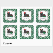 Weihnachtsmann Hat Skye Terrier (schwarz) Quadratischer Aufkleber (Blatt)