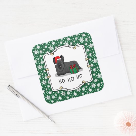 Weihnachtsmann Hat Skye Terrier (schwarz) Quadratischer Aufkleber (Umschlag)