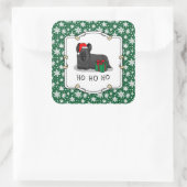 Weihnachtsmann Hat Skye Terrier (schwarz) Quadratischer Aufkleber (Tasche)