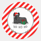 Weihnachtsmann Hat Skye Terrier (schwarz) Runder Aufkleber (Vorderseite)