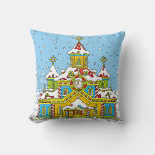 Weihnachtsmann Hausweihnachtsmann,haus,winter,fros Kissen