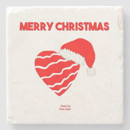 Weihnachtsmann-Herz-Untersetzer Steinuntersetzer (Vorderseite)