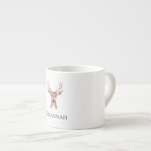 Weihnachtsmann Hirsch Personalisierter Name Espressotasse (Vorderseite Rechts)