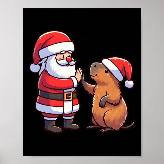 Weihnachtsmann Hochglanzkinder in Capybara Poster (Vorne)