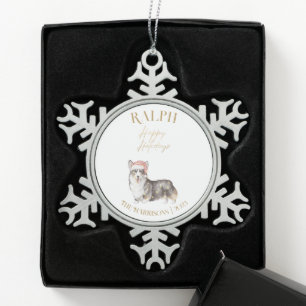 Weihnachtsmann Hund Corgi Snowflake Gerahmte Ornam Schneeflocken Zinn-Ornament