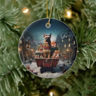 Weihnachtsmann, Hund Lover Keramik Ornament