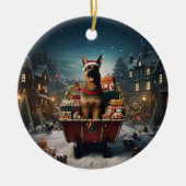 Weihnachtsmann, Hund Lover Keramik Ornament (Vorne)