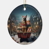 Weihnachtsmann, Hund Lover Keramik Ornament (Links)