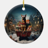 Weihnachtsmann, Hund Lover Keramik Ornament (Hinten)