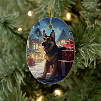 Weihnachtsmann, Hund Lover Keramik Ornament