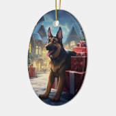Weihnachtsmann, Hund Lover Keramik Ornament (Links)