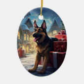 Weihnachtsmann, Hund Lover Keramik Ornament (Vorne)