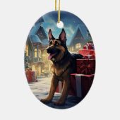 Weihnachtsmann, Hund Lover Keramik Ornament (Hinten)
