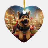Weihnachtsmann, Hund Lover Keramik Ornament (Vorne)
