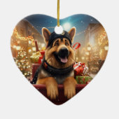 Weihnachtsmann, Hund Lover Keramik Ornament (Hinten)