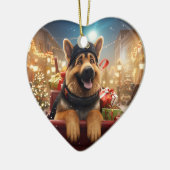 Weihnachtsmann, Hund Lover Keramik Ornament (Links)