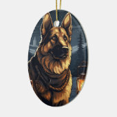 Weihnachtsmann, Hund Lover Keramik Ornament (Links)
