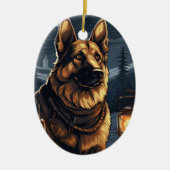 Weihnachtsmann, Hund Lover Keramik Ornament (Vorne)