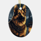 Weihnachtsmann, Hund Lover Keramik Ornament (Hinten)