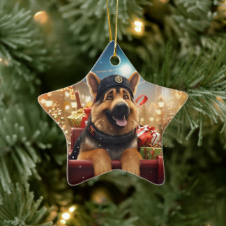 Weihnachtsmann, Hund Lover Keramik Ornament