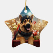 Weihnachtsmann, Hund Lover Keramik Ornament (Vorne)