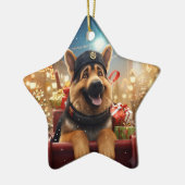 Weihnachtsmann, Hund Lover Keramik Ornament (Links)